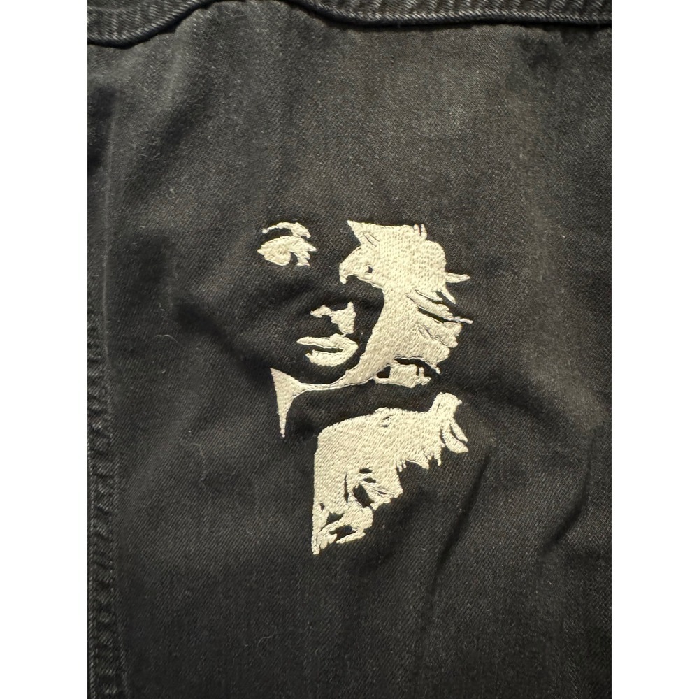 Madewell Boxy Jean Jacket Black Denim Embroidered Face Graphic XS Womens - Picture 4 of 4